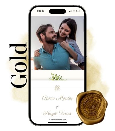 invitacion digital gold para boda