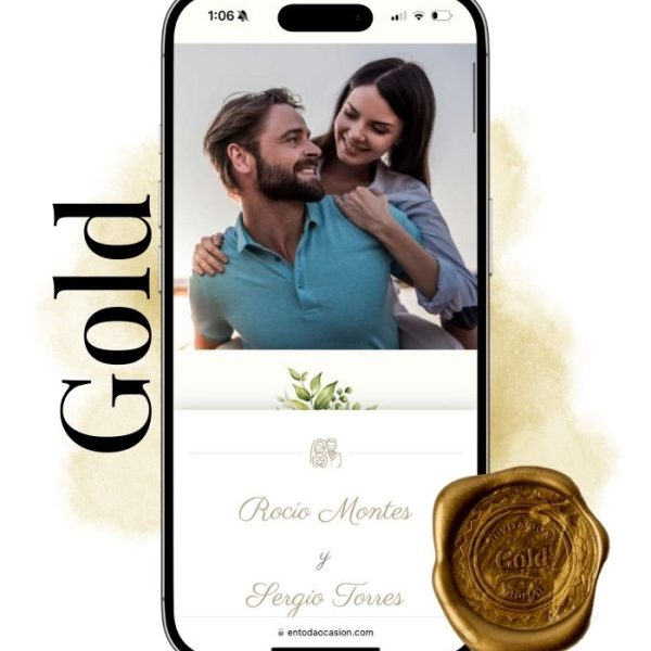 invitacion digital gold para boda